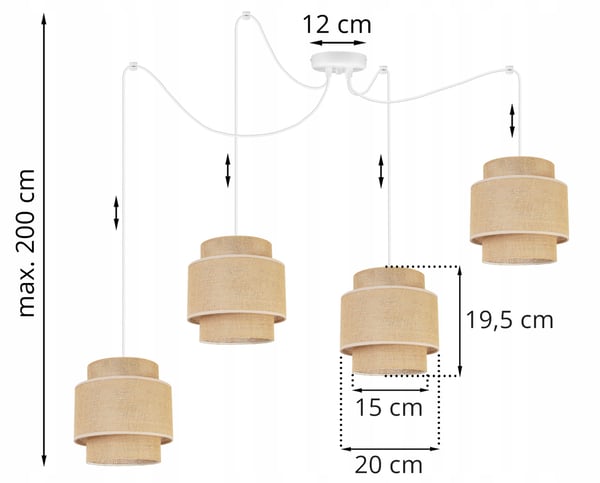 Hængende lampe, loftslysekrone, lampeskærm, boho juta