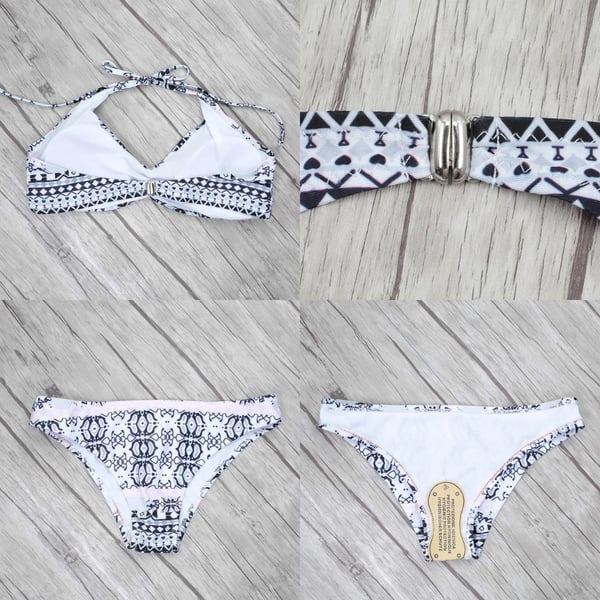 Bikini badedragt med aztekisk mønster, sæt med binding M Bikini badedragt med aztekisk mønster, sæt med binding M
