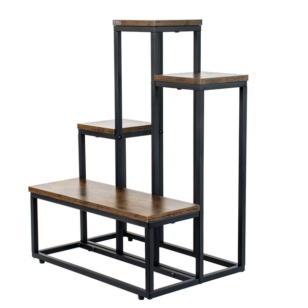 Stående blomsterstativ til blomster og planter, metal loft, 6 potter, industriel, 68 cm