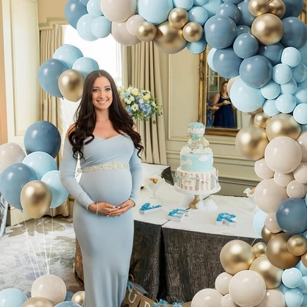 Blå og guld ballongirlandesæt til fødselsdag og dåb, 135 stk.