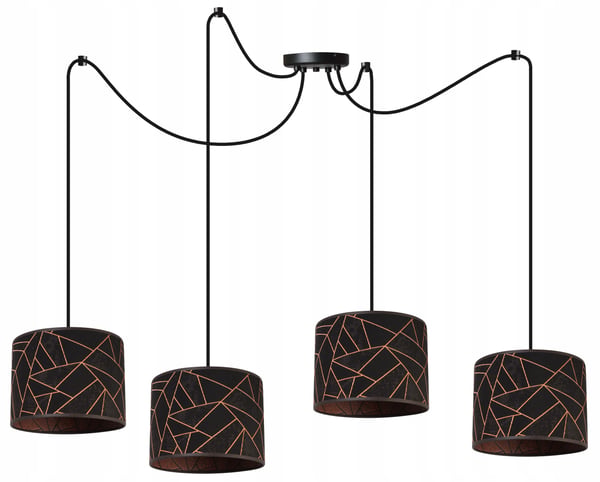 Lofthængende lampe, edderkoppemønster lampeskærm, kobber