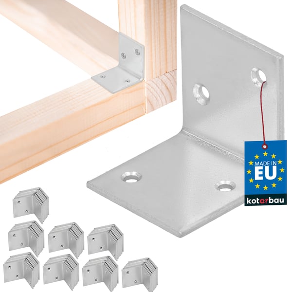 Kotarbau® Kirvesmiehen kulmaliitin ruostumatonta terästä sinkittyä 35 x 35 x 35 mm 100 kpl:n sarja