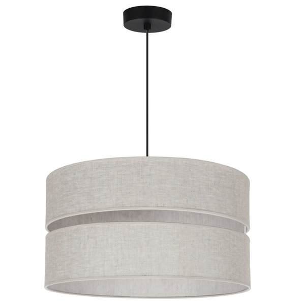 DUO SORT HØRHÆNGELAMPE 1 FLAD LAMPE BEIGE L01 LAMPESKÆRM 40CM