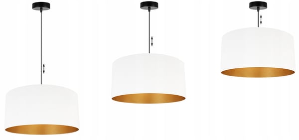 HÆNGENDE LAMPE LOFTSKRONE GYLDEN FLØJLSSKÆRM