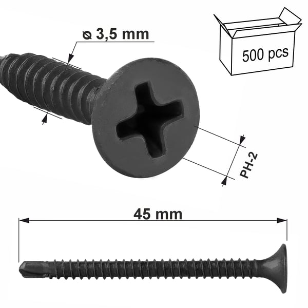 Selvborende gipspladeskruer til metal kssg-35045