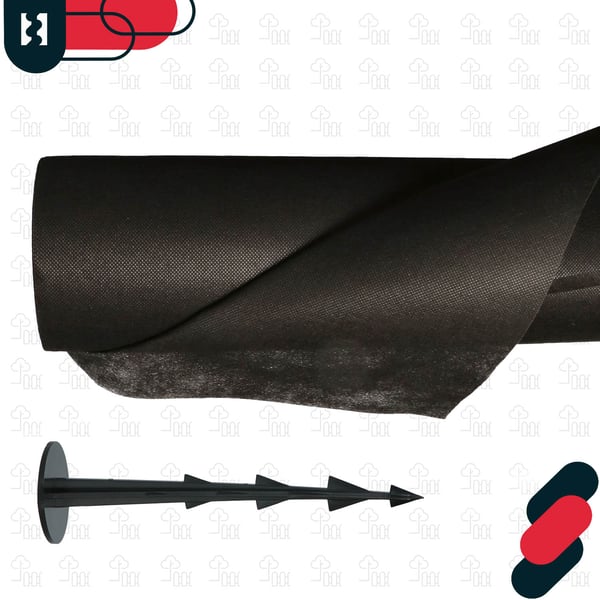 KOTARBAU® Ukrudtsbeskyttelsestekstil til havebrug, universal, til ukrudt, sort rulle, 70 g/m², 1,1 x 50 m + pløkker