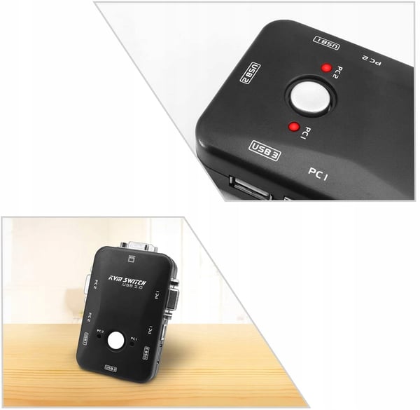 KVM-switch VGA 2x1-switch 3xUSB-hubbbox