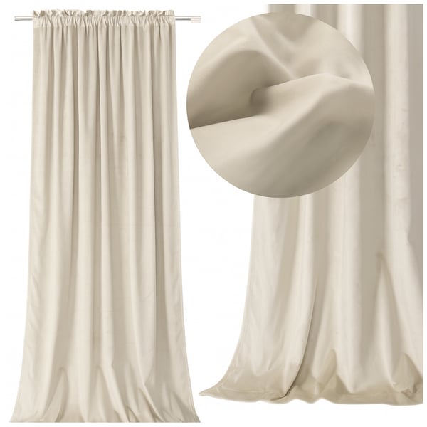Valmis samettiverho 280g/m2 teipillä, beige sammakkokuvio, pimentävä