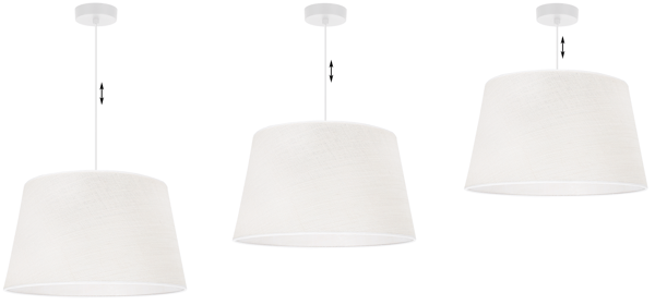 HÆNGELAMPE I JUTE, HVID, 1 FLAD HVID LAMPESKÆRM 44 CM