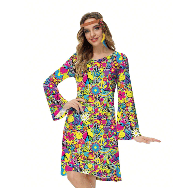 Hippie hippie kostume Sankt Andreas dag karnevalskjole pandebånd 60'erne 70'erne 80'erne