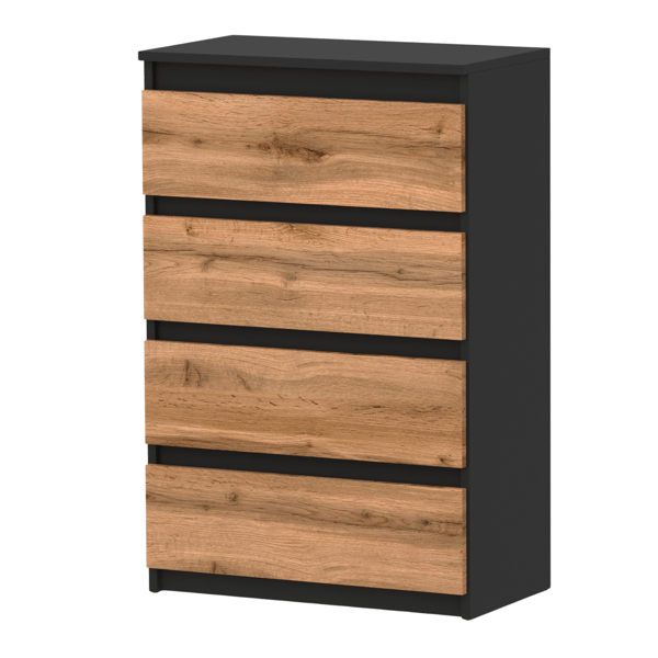 KOMMODE SORT EG WOTAN 60CM RUMMELIG TV SKAB 4 SKUFFER LOFT