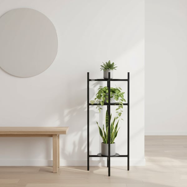 Metal blomsterstativ, stående blomsterstativ, planter, potter, 3 hylder, loft 81
