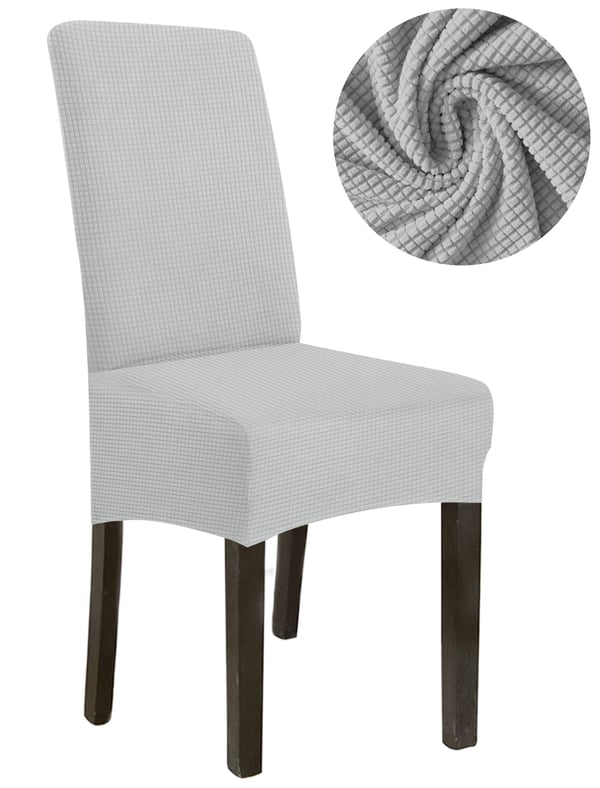 Klädsel stol tjockt jacquard ljusgrå storlek L högt ryggstöd 70cm
