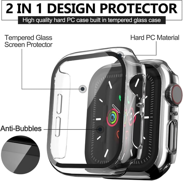 Beskyttende etui med glas til Apple Watch 4/5/6/SE 44 mm blandede farver 3 stk.