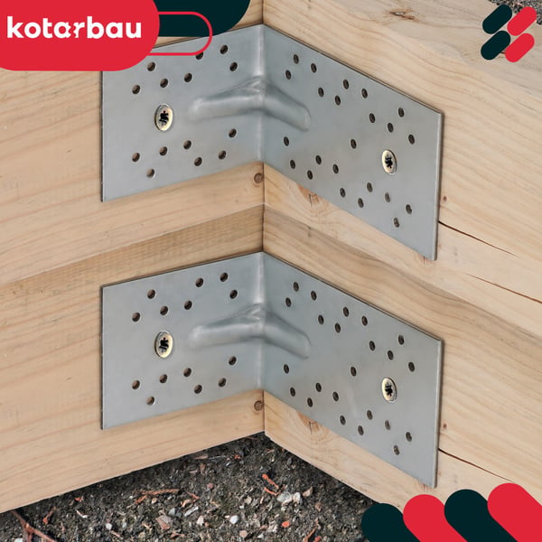 Kotarbau® Kirvesmiehen kulmakappale teräsrakenteisiin kohokuvioinnilla, ruostumatonta terästä, 100x150x80 mm - 12 kpl:n sarja.