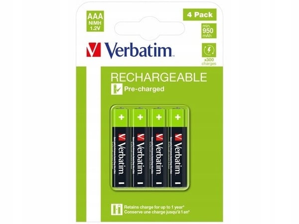 Verbatim 950mAh AAA-paristot 4 kpl läpipainopakkauksessa