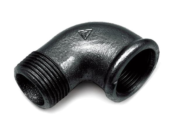 Svart nippelbøj 3/4 tommer DN20 90°