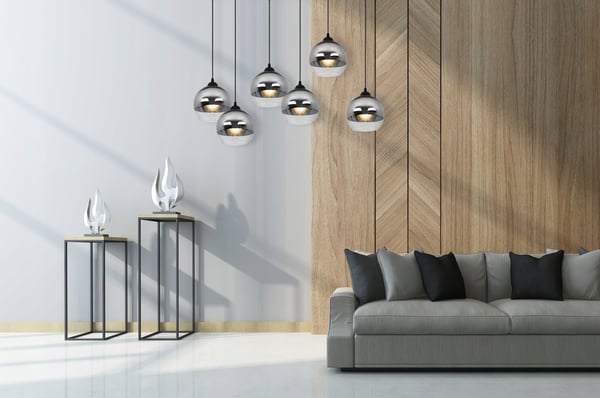 ELEGANT HÆNGELAMPE, GLASLAMPE, KROM LED