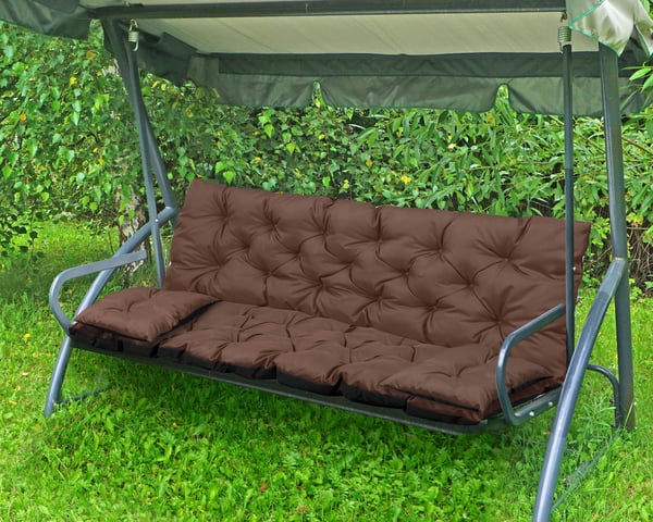 Havepude 150x60x50 cm + 2 puder til gyngesofa vandtæt brun