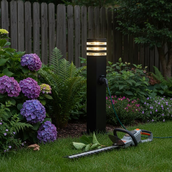 Havelamp stolpe udendørs standig E27 LED med stikkontakt TAXUS 2 80cm LUMILED