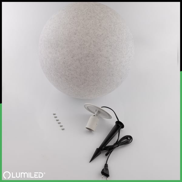 Havelampe udendørs STONE LED-kugle LUMIKULA 40cm E27 IP65 LUMILED