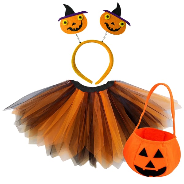 Halloween kostume til piger, græskarnederdel, outfit