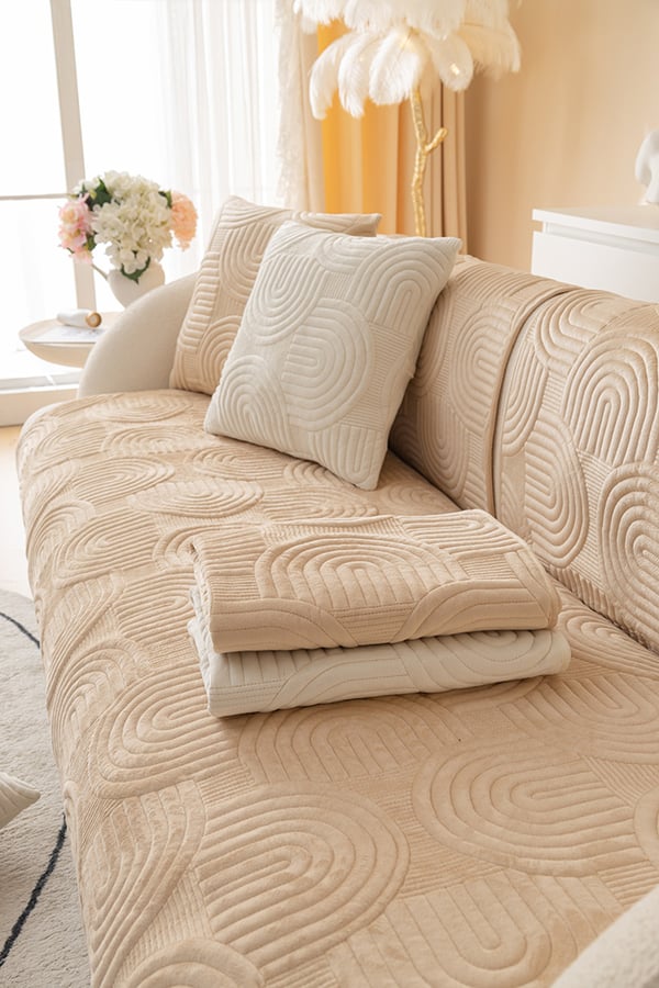 Matto, torkkupeitto, sohvanpäällinen, 90x70 cm, beige, kohokuvioitu