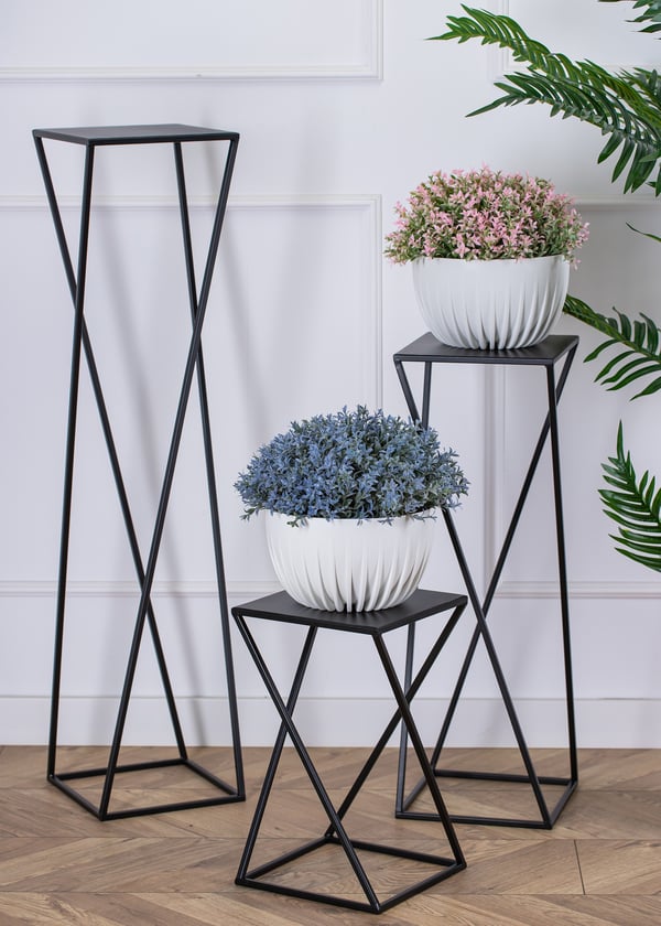 Modernt svart stående blomsterställ 100cm