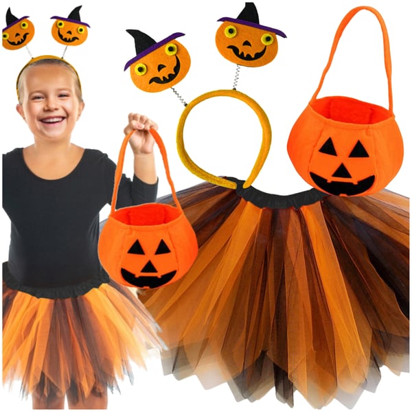 Halloween kostume til piger, græskarnederdel, outfit