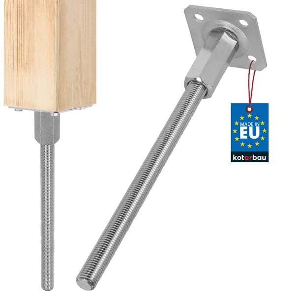 KOTARBAU® vertikalt justerbar stålstolpanker til pavilloner, skure og hegn 80 x 330 mm