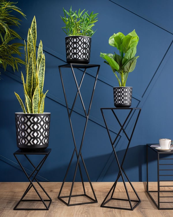 Modernt LOFT sort blomsterstativer 70 cm