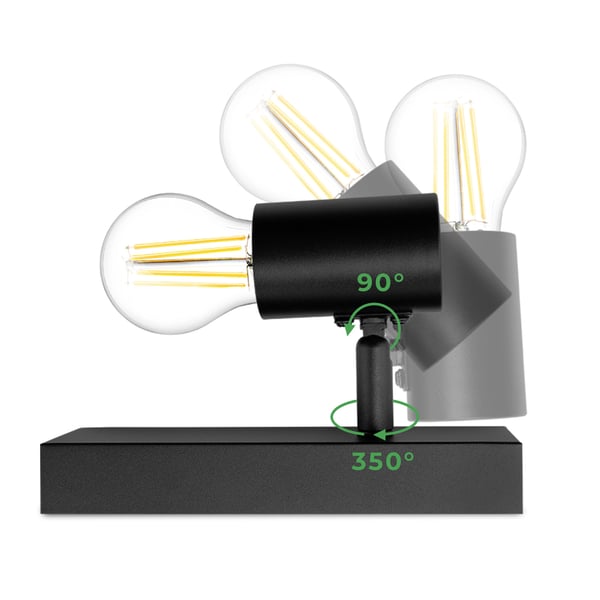 Væglampe LED Spotlight Loft Flytbar Wall Spot E27 GLASA Sort Lumiled