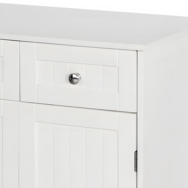Vitt modernt rymligt badrumsskåp med lådor och dörrar för kosmetika och accessoarer 60x30x75 cm