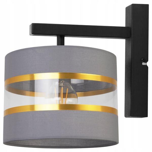 VÆGLAMPE, FIRKANTET LAMPE, ELEGANT GYLDEN LAMPESKÆRM, 20 CM