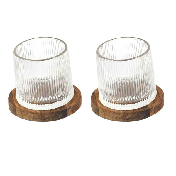 Sæt med 2 DUO whiskyglas i akacie