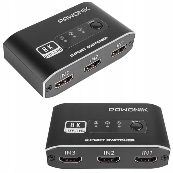 SWITCH HDMI 2.1 3x1 SWITCH SPLITTER 8K 4K 120HZ 240HZ HDR10 PAWONIK