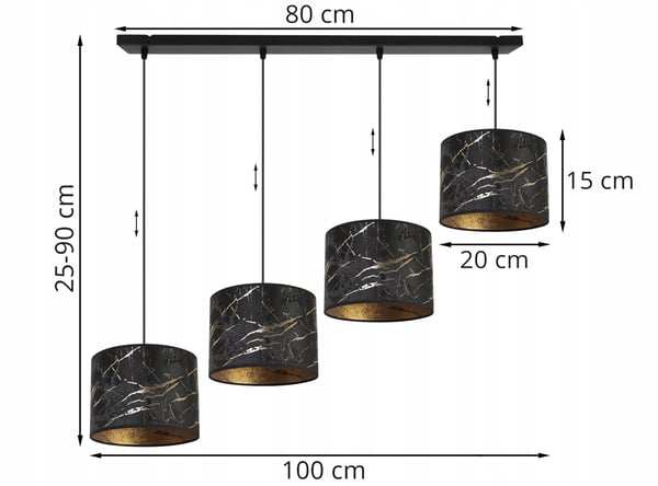 HÆNGELAMPE, LOFTKRONE, LAMPESKÆRM, GULDMØNSTER