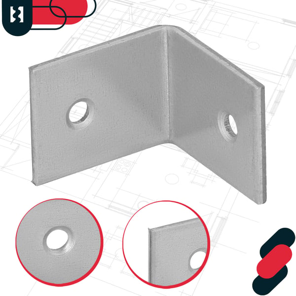 Kotarbau® Kirvesmiehen kulmaliitin ruostumatonta terästä sinkittyä 30 x 30 x 25 mm 12 kpl:n sarja