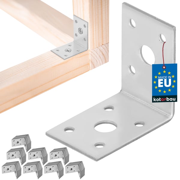 Kotarbau® Kirvesmiehen kulmaliitin ruostumatonta terästä sinkittyä 50 x 50 x 35 mm 100 kpl:n sarja