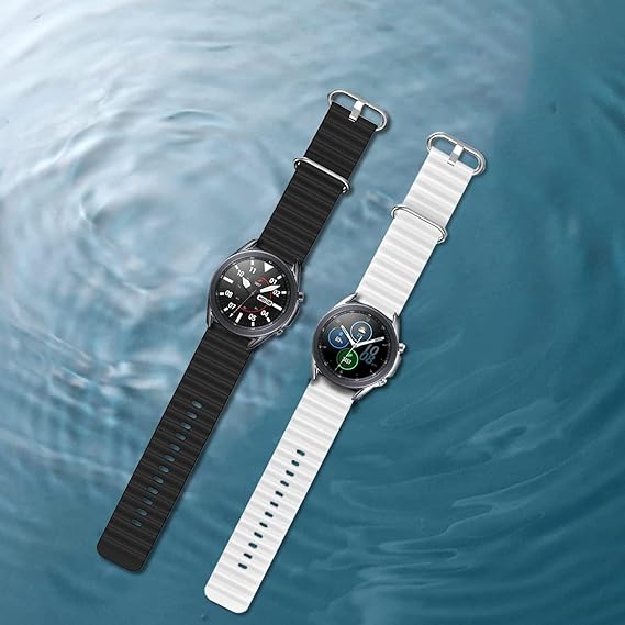 Silikonirannekkeet Samsung Galaxy Watch 3 45mm 22mm mustavalkoiset 2 kpl