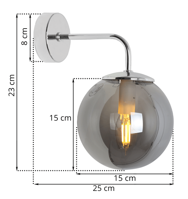 SIENA KROM VÄGGLAMPA 1 PLAT GRAFITLAMPA E14