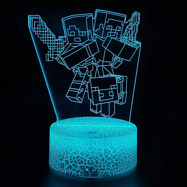 Pöytäyövalaisin lapsille Minecraft Creeper 16 LED 3D + kaukosäädin