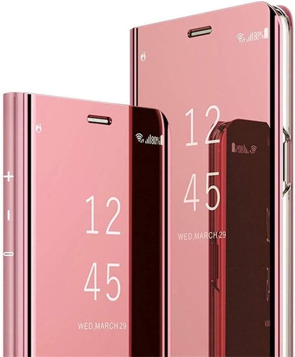 Spejlvendt flip-cover til Samsung Galaxy M31 6,40" pink rosaguld