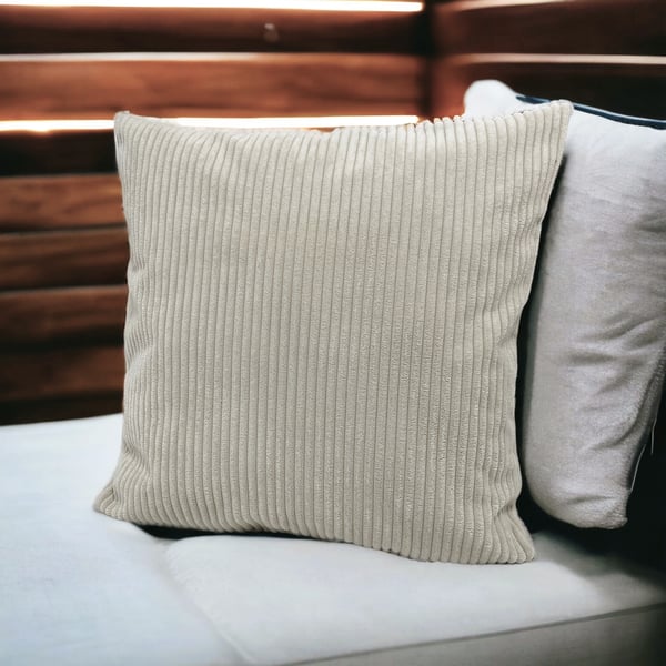 Beige dekorativt pudebetræk med striber 40x80 cm