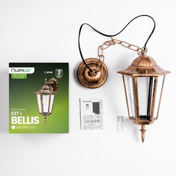 Riippuva ulkovalaistus E27 LYHTY Patina BELLIS LUMILED
