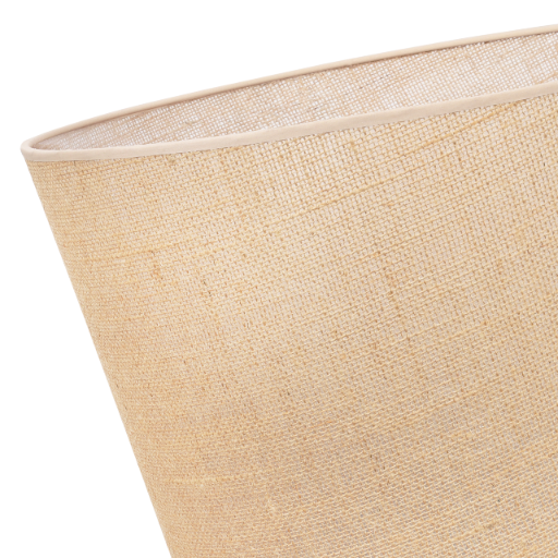 HÆNGELAMPE I JUTE MED KEGLE, HVID, 1 FLAD BEIGE LAMPESKÆRM, 44 CM