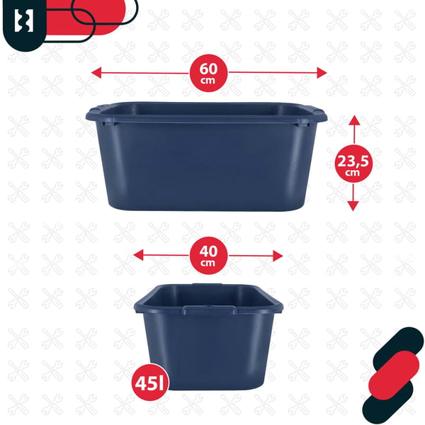 KOTARBAU® Rektangulär trädgårdscontainer Murbrukscontainer 45 l Marinblå 3-pack