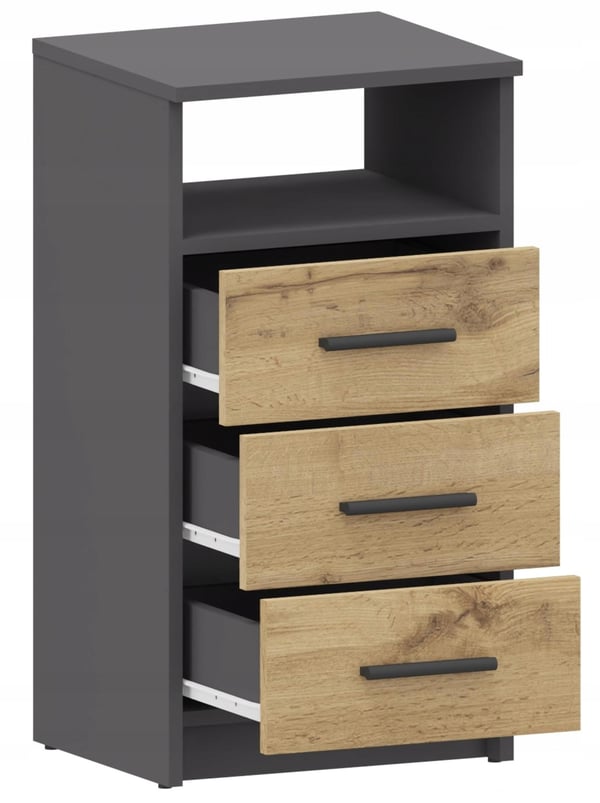 Kommode 3SO grafit-wotan antracit 40 cm skuffer kommode UFC hylde