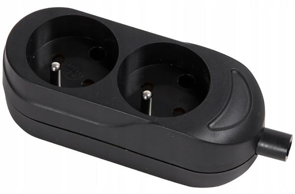 DOBBELT STIKKONTAKT 16A 250V AFTAGELIG MED/MED SORT - VT-302-0121