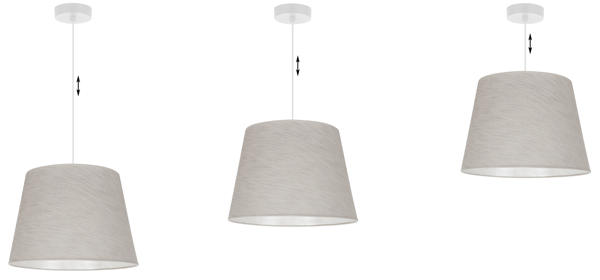 Hængelampe, linnedkegle, hvid, 1 flad, lys beige lampeskærm, L02 38cm